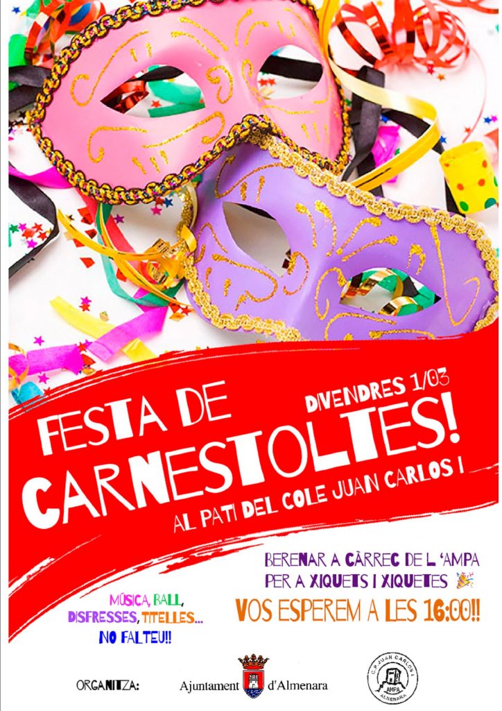 El carnaval escolar de Almenara será el viernes 1 de marzo