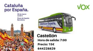 VOX Castellón organiza viaje a Barcelona para la concentración del sábado “Cataluña por España”