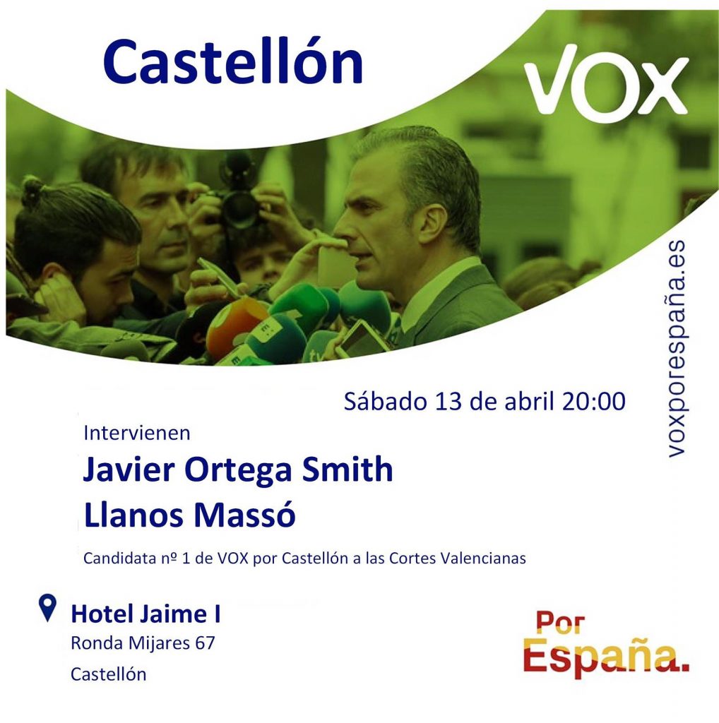 Javier Ortega Smith abrirá la campaña electoral de VOX en Castellón