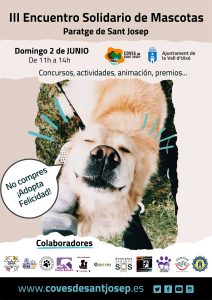 El Ayuntamiento de la Vall d’Uixó celebra el III Encuentro Solidario de Mascotas este domingo 3 de junio