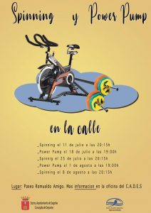 Las clases de spinning y power pump de los jueves serán en el exterior del gimnasio municipal