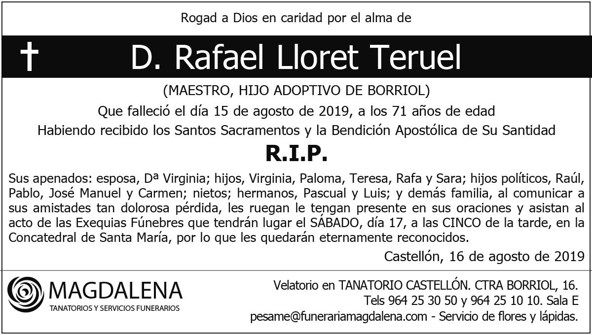 El PSPV expresa su pésame por la muerte de Rafa Lloret