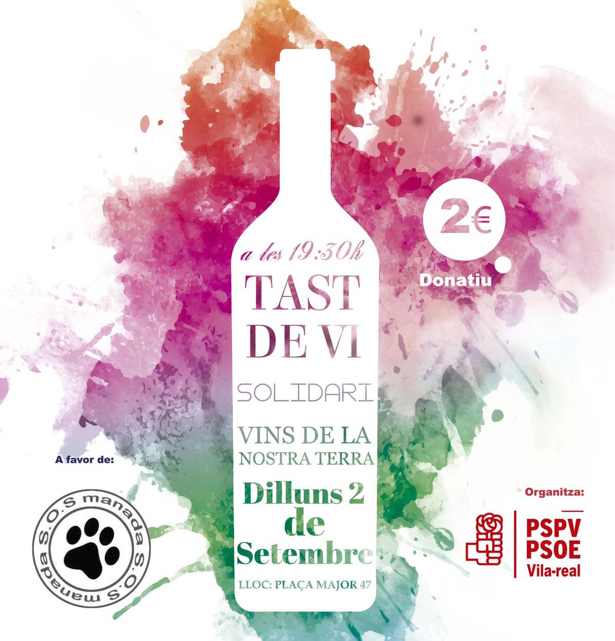 El PSPV-PSOE de Vila-real resalta el trabajo de las entidades locales en fiestas con la Cata de Vino solidaria, destinada este año a SOS Mandada