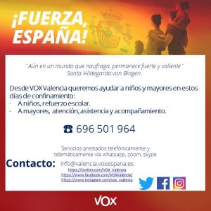 Voluntarios de VOX Valencia ayudan a niños y mayores necesitados durante el confinamiento por el coronavirus