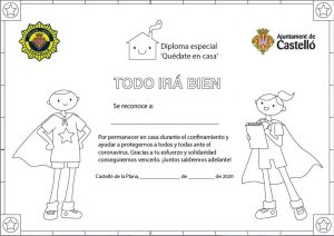 Diploma para agradecer la ayuda de niños  durante el confinamiento