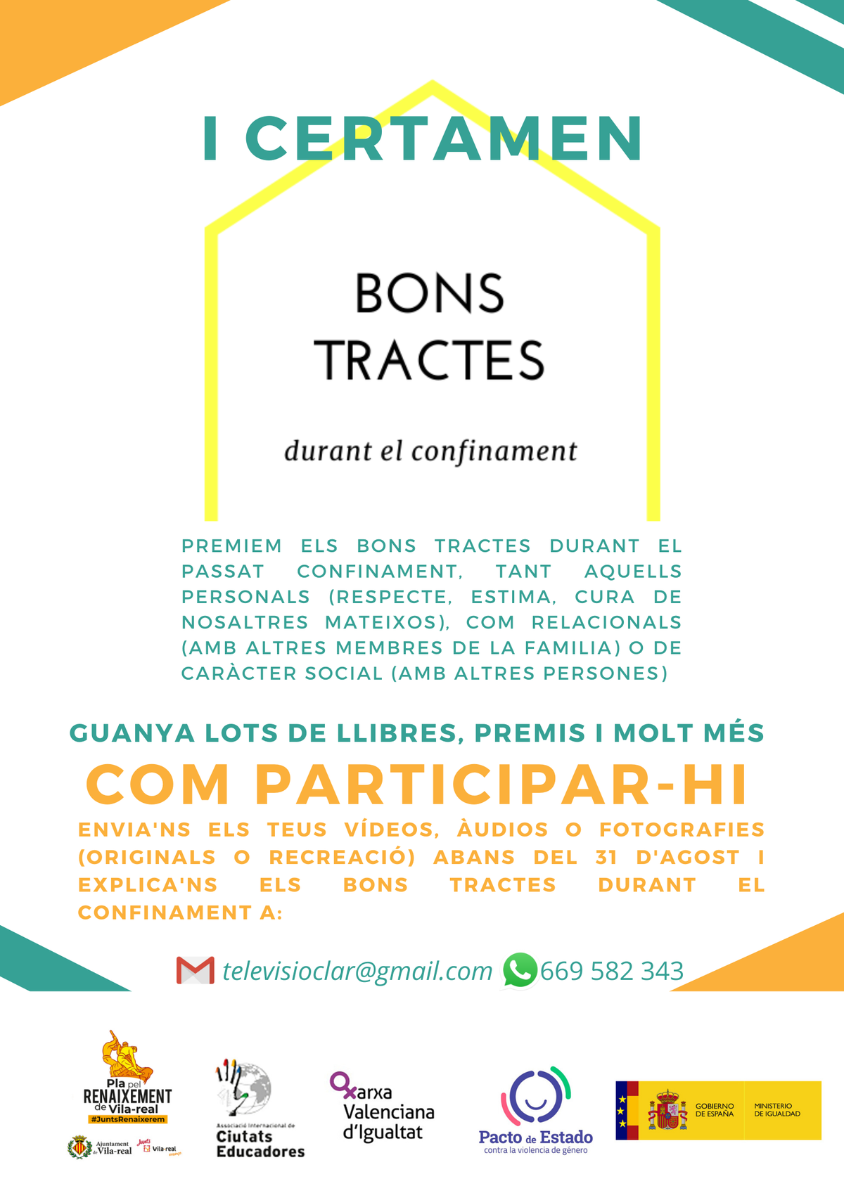 Igualdad presenta el certamen ‘Bons tractes’ destinado a reconocer las buenas prácticas realizadas durante el confinamiento