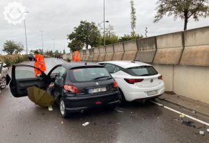 Nueve vehículos se ven implicados en un alcance múltiple en la Ronda Norte a su paso por la avenida Lidón