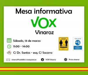 VOX organiza mesa informativa en Vinaroz