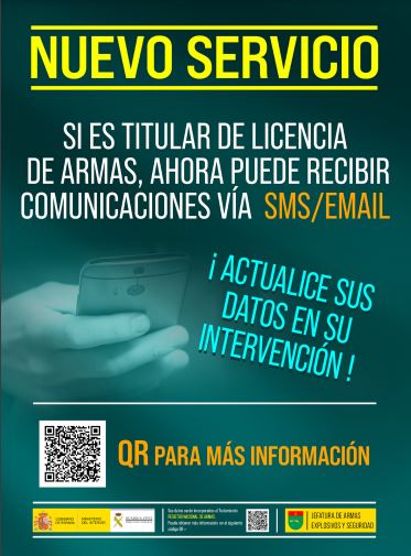 Las Intervenciones de Armas y Explosivos de la Guardia Civil comienzan a informar a los ciudadanos por email y SMS