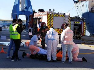 Port Castelló acoge un simulacro de escape de amoniaco