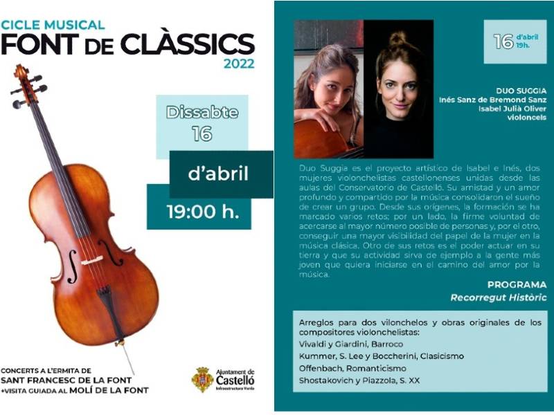 Concierto de Semana Santa este sábado en Castellón con  ‘Font de Clàssics’ y el Duo Siggia