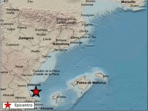 La costa de Cullera ha registrado un terremoto de magnitud 2,3