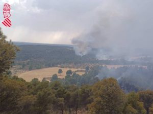 Incendio forestal declarado en Venta del Moro (Valencia)