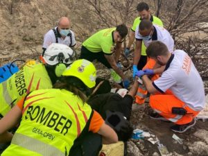 Dos heridos al caerles un árbol en la zona del incendio de la Venta del Moro