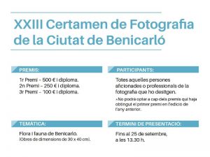 Cultura convoca la XXIII edició del Concurs de Fotografia Ciutat de Benicarló