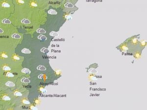 Norte de Castellón y sur de Alicante con aviso amarillo por lluvias y tormentas