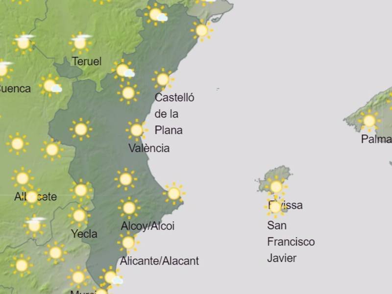 Temperaturas de hasta 30º este domingo en la Comunitat