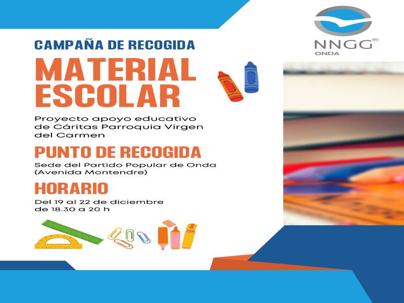 Campaña solidaria de recogida de material escolar en Onda