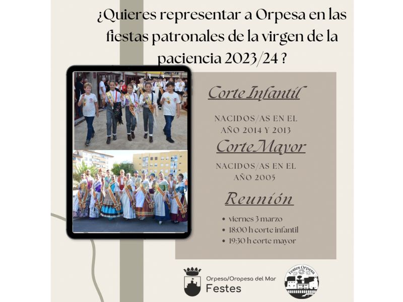 Oropesa abre convocatoria para ser representantes de las Fiestas Patronales 2023-24