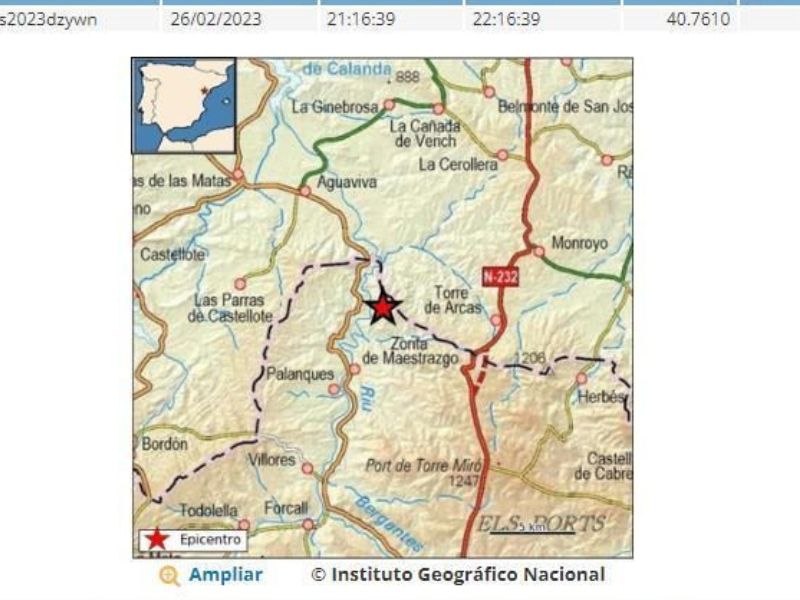 Terremoto de 2.5 en la provincia de Castellón