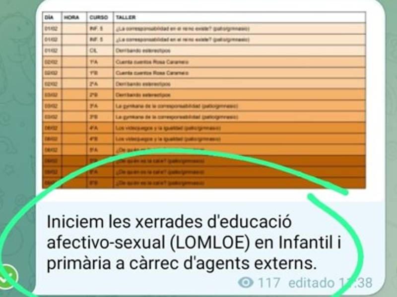 Vox denuncia «charlas sobre sexualidad en escuelas de Vila-real dirigidas a la perversión de los más pequeños»