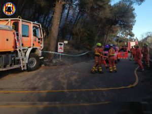 Evolución favorable del incendio en la zona de la Casella de Alzira (Valencia)