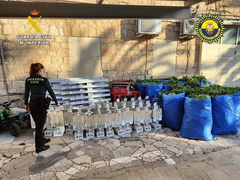 Detenidos por robo en una nave con plantación indoor de marihuana en Monforte del Cid (Alicante)