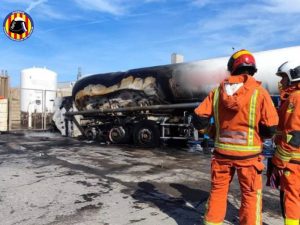 Incendio de un camión que transportaba mercancías peligrosas en Sagunto – Valencia