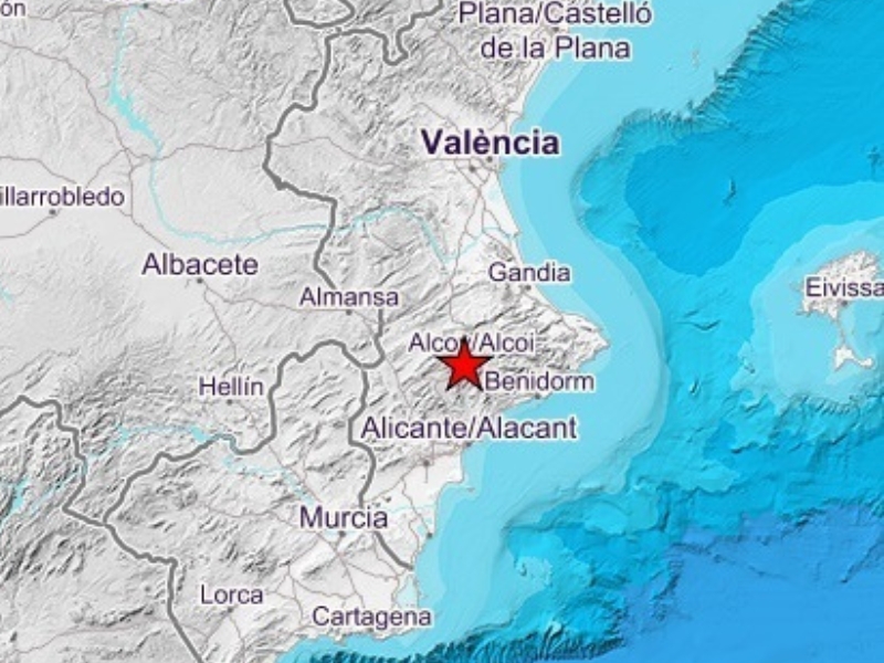 Registrado un terremoto de magnitud 2,4 en la localidad alicantina de Alcoi