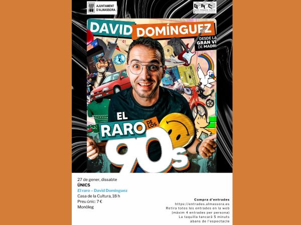 El humor del monologuista David Domínguez llega a Almassora