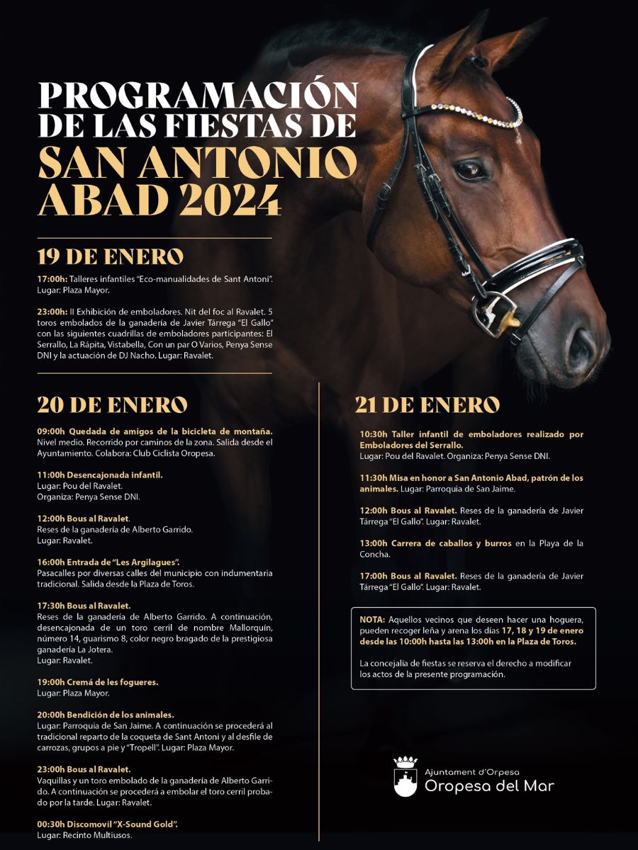 cartel Programación 'San Antonio Abad 2024' Oropesa del Mar