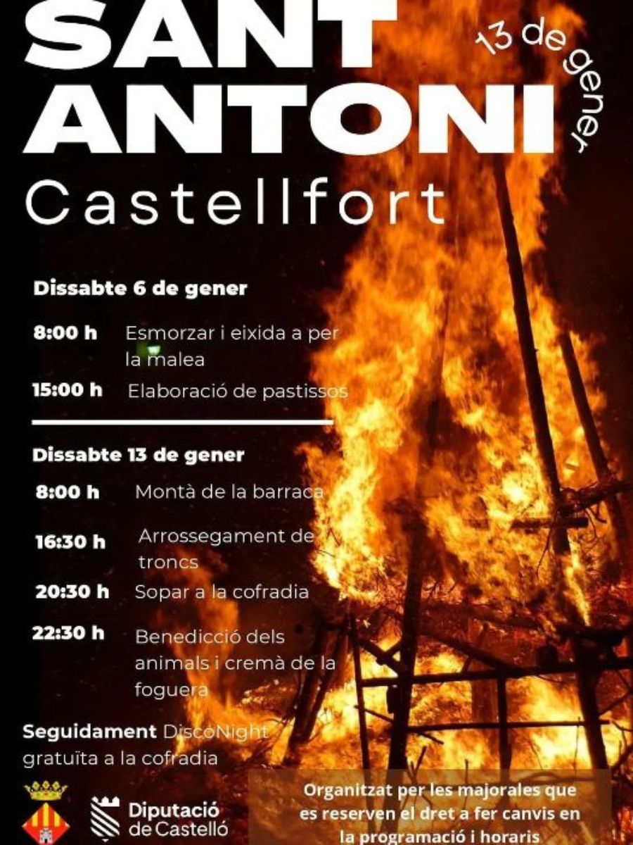 Programación de la fiesta de Sant Antoni en Castellfort