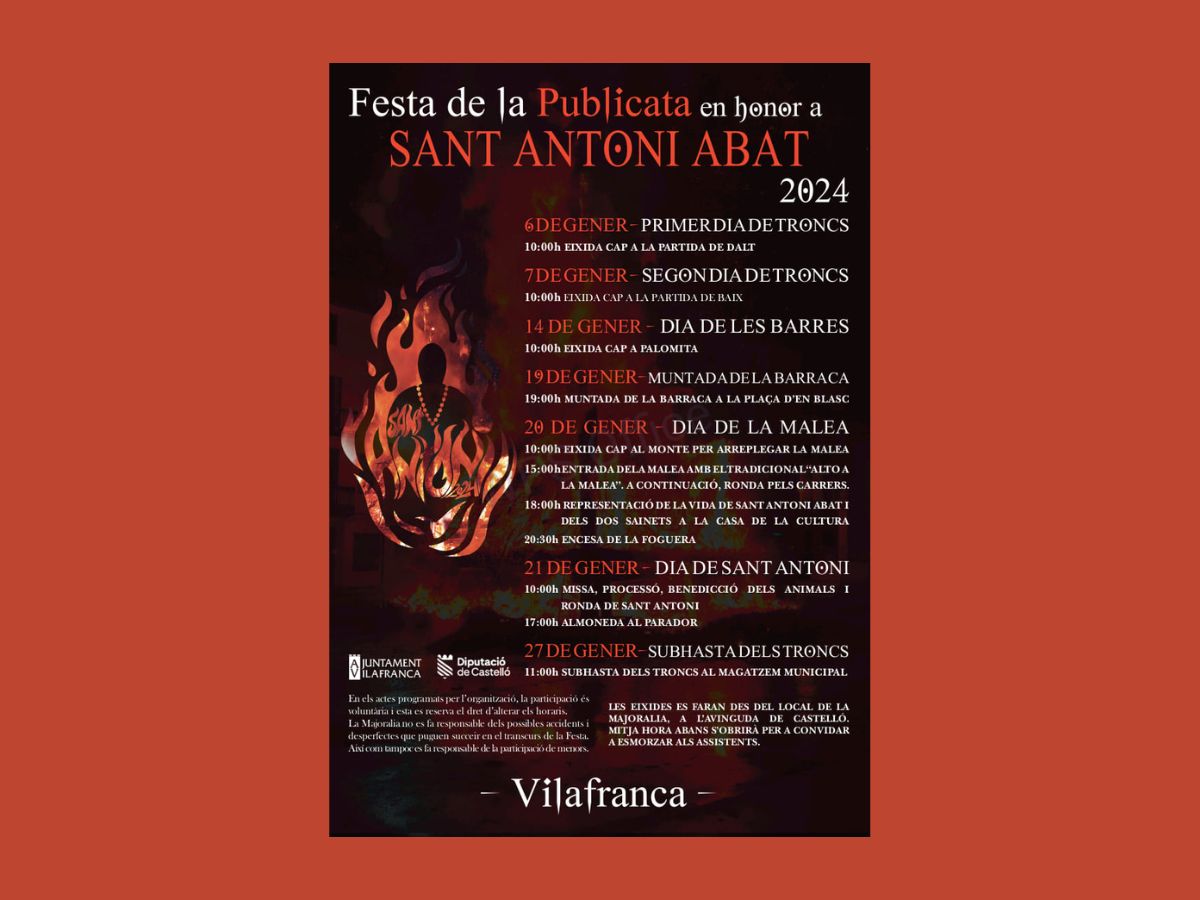 Vilafranca  2 cartel programación Sant Antoni 2024