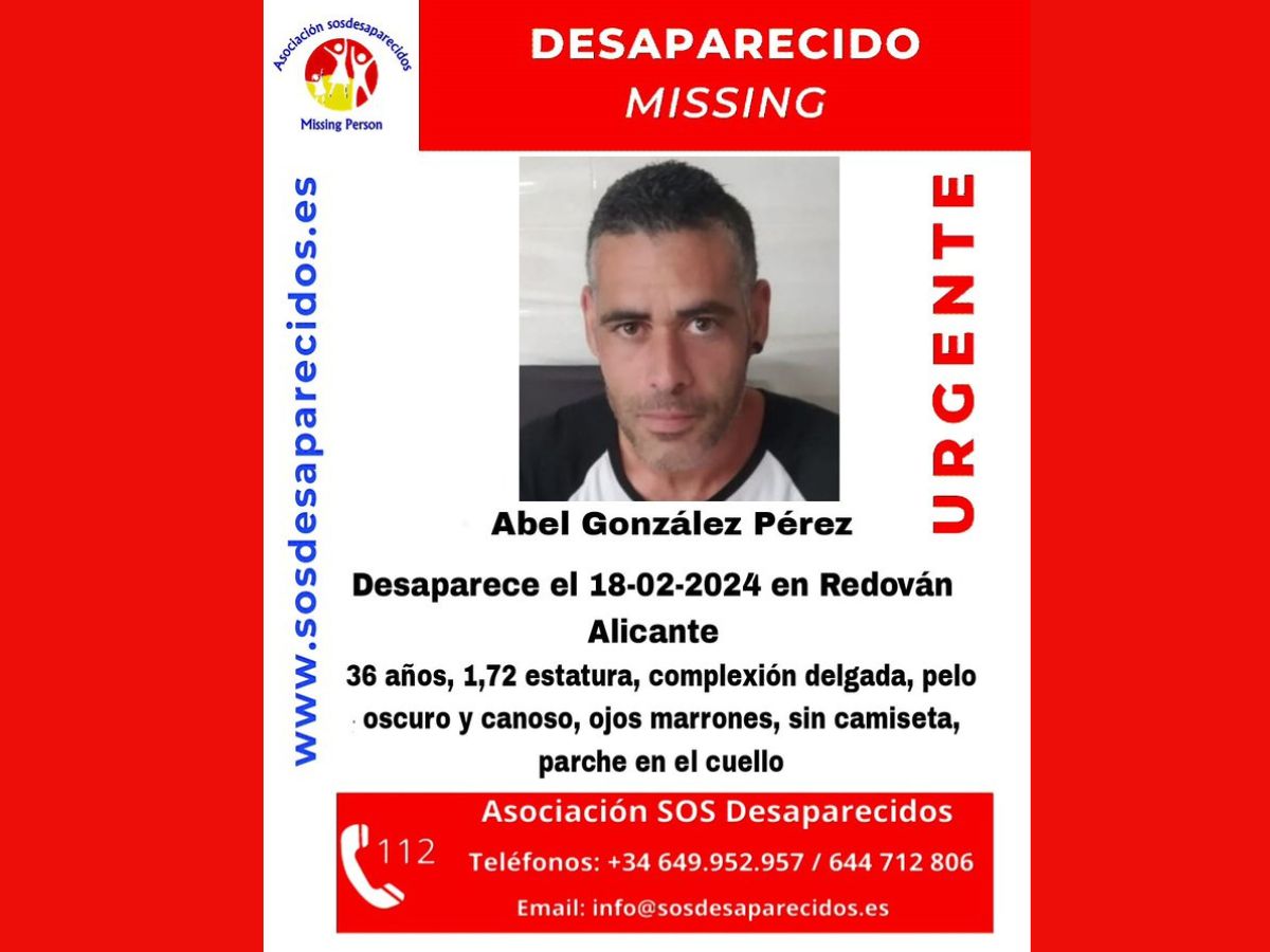 Abel González Pérez desaparece en Redován -Alicante