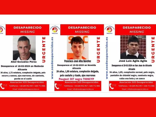 Alerta por la desaparición de tres personas en cuatro días en Alicante