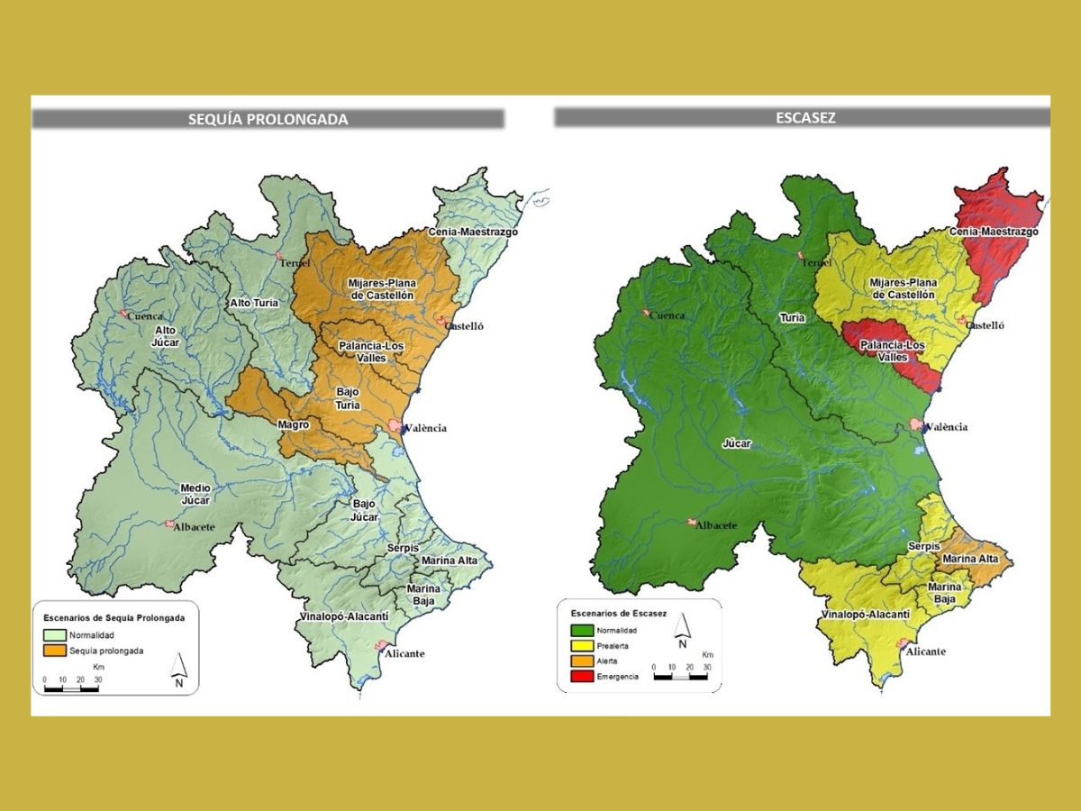 Emergencia por escasez hídrica en el sistema Sènia-Maestrat  mapa