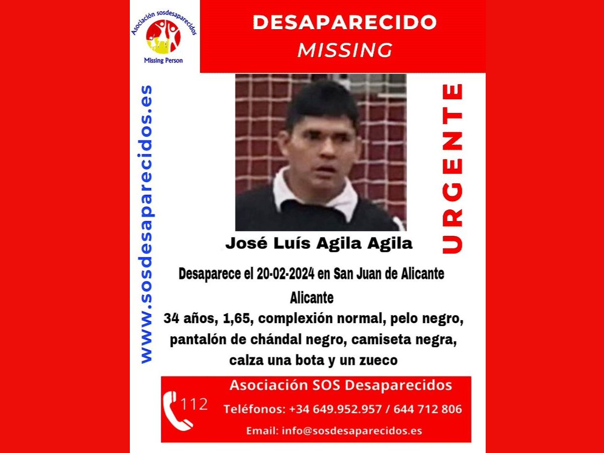 José Luis Agila Agila desaparece en Sant Joan d'alacant