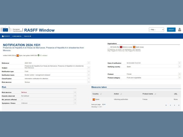 Denuncian la presencia de Hepatitis A en fresas de Marruecos documento