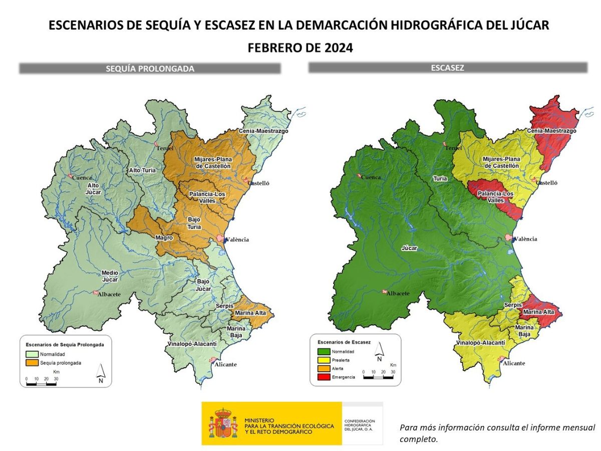 El sistema Marina Alta activa la situación de emergencia por escasez de agua - mapa