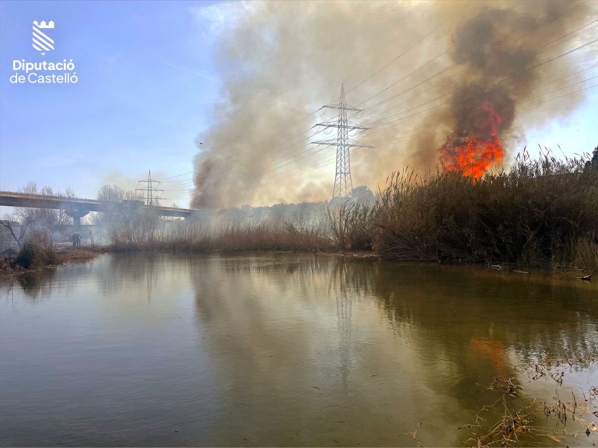 Incendio forestal en Santa Quiteria, entre Almassora y Vila-real Rio Millars 1