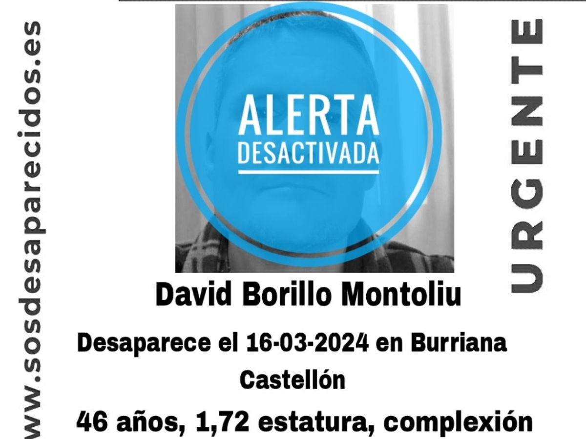 Localizan a David Borrillo Montoliu, desaparecido en Burriana