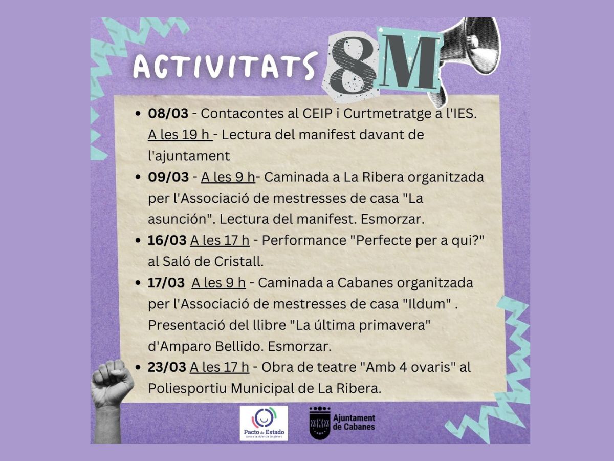 Marzo se llena de actividades en Cabanes y La Ribera por el '8M 2024' cartel 1