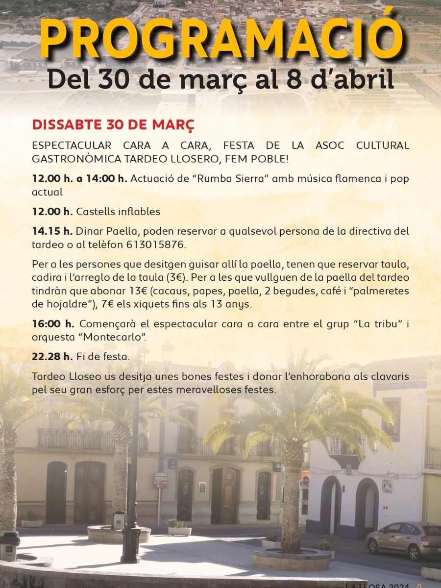 'Tardeo Llosero' da comienzo a la fiesta de Sant Vicent 2024 en La Llosa-cartel