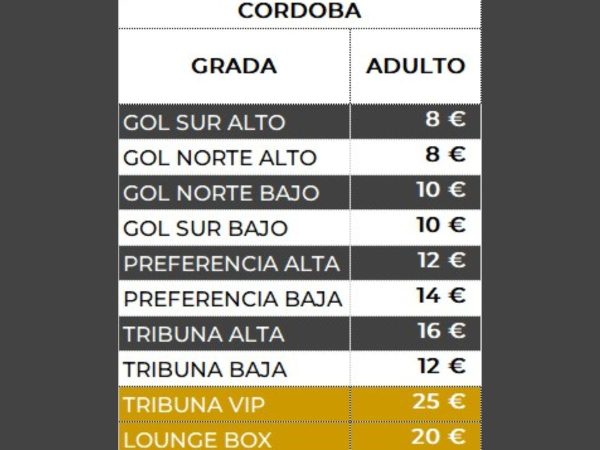 Ya a la venta las entradas para recibir al Córdoba en Castalia