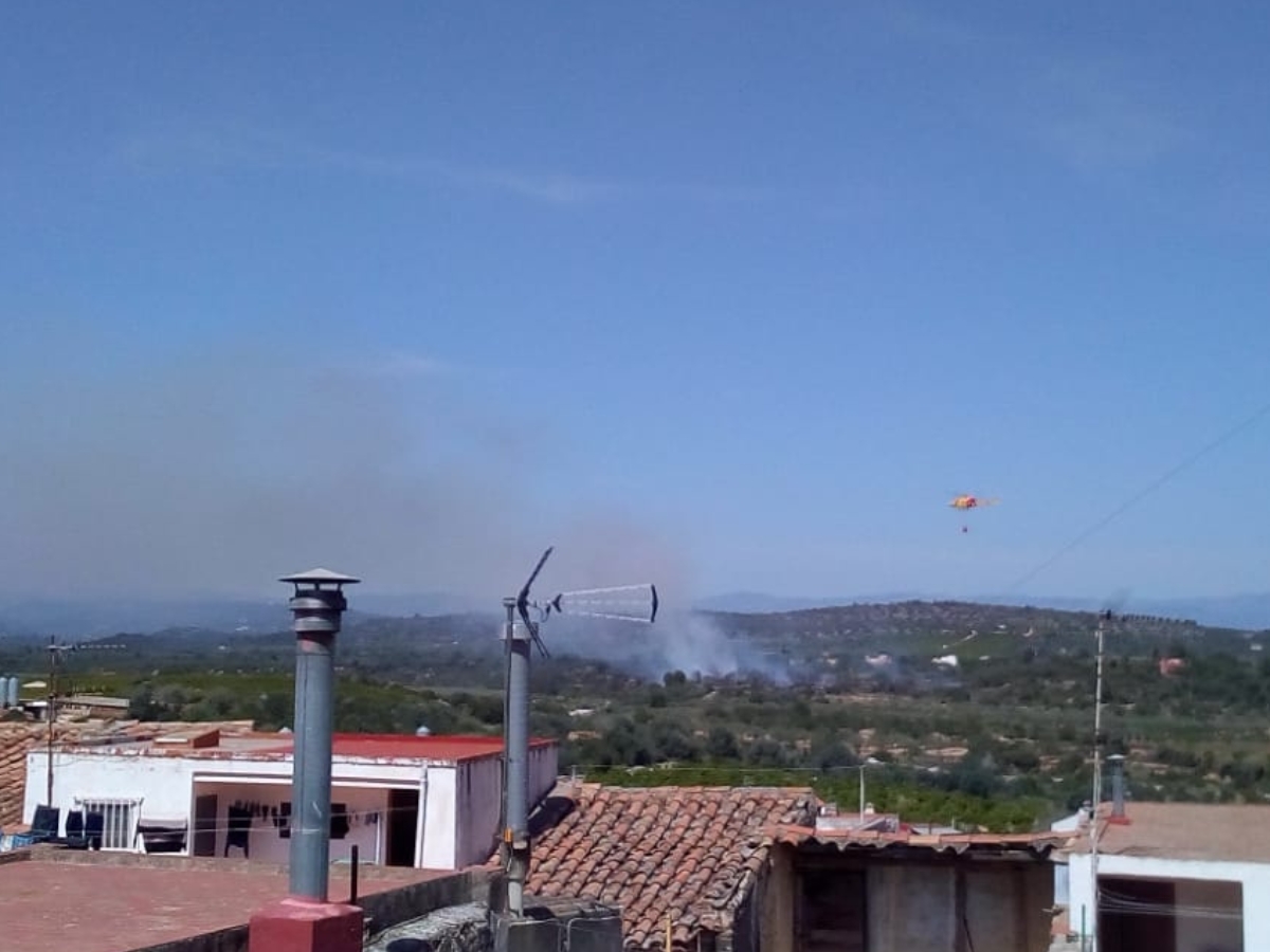 El fuego se ha desencadenado cerca de la Urbanización Tierra Roja.