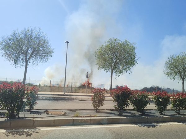 Incendio de vegetación en la Ronda Este de Castellón