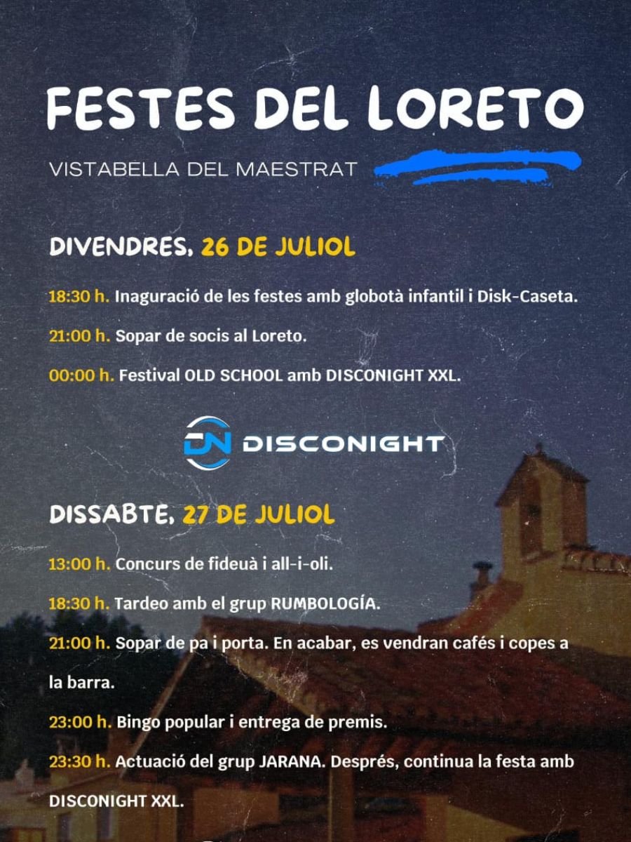 Durante las Fiestas de Loreto, la comunidad local, junto con diversos grupos de amigos y amigas, participará en un concurso de fideuá y alioli que se llevará a cabo el sábado por la mañana.