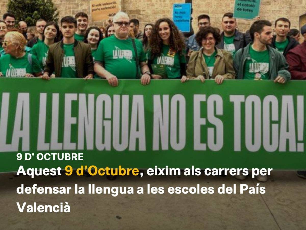 Plataforma per la Llengua prendrà els carrers de València pel 9 d’Octubre