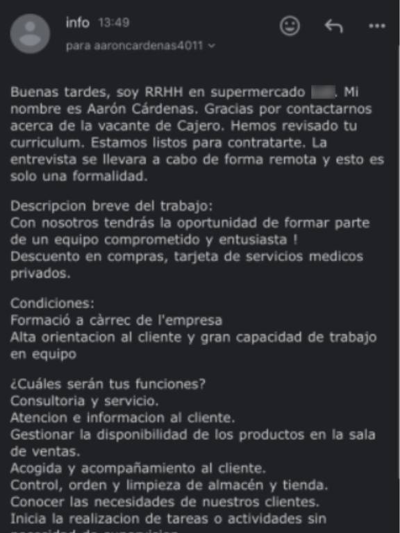 Si recibes un contacto que te ofrece una oportunidad laboral sospechosa, es crucial mantener la cautela