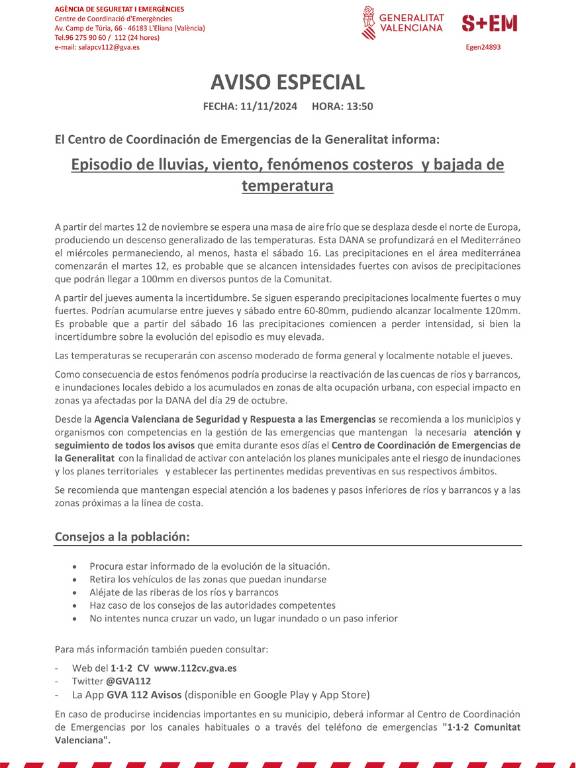 Se recomienda a la población estar atenta a las alertas meteorológicas y tomar precauciones para evitar posibles daños.